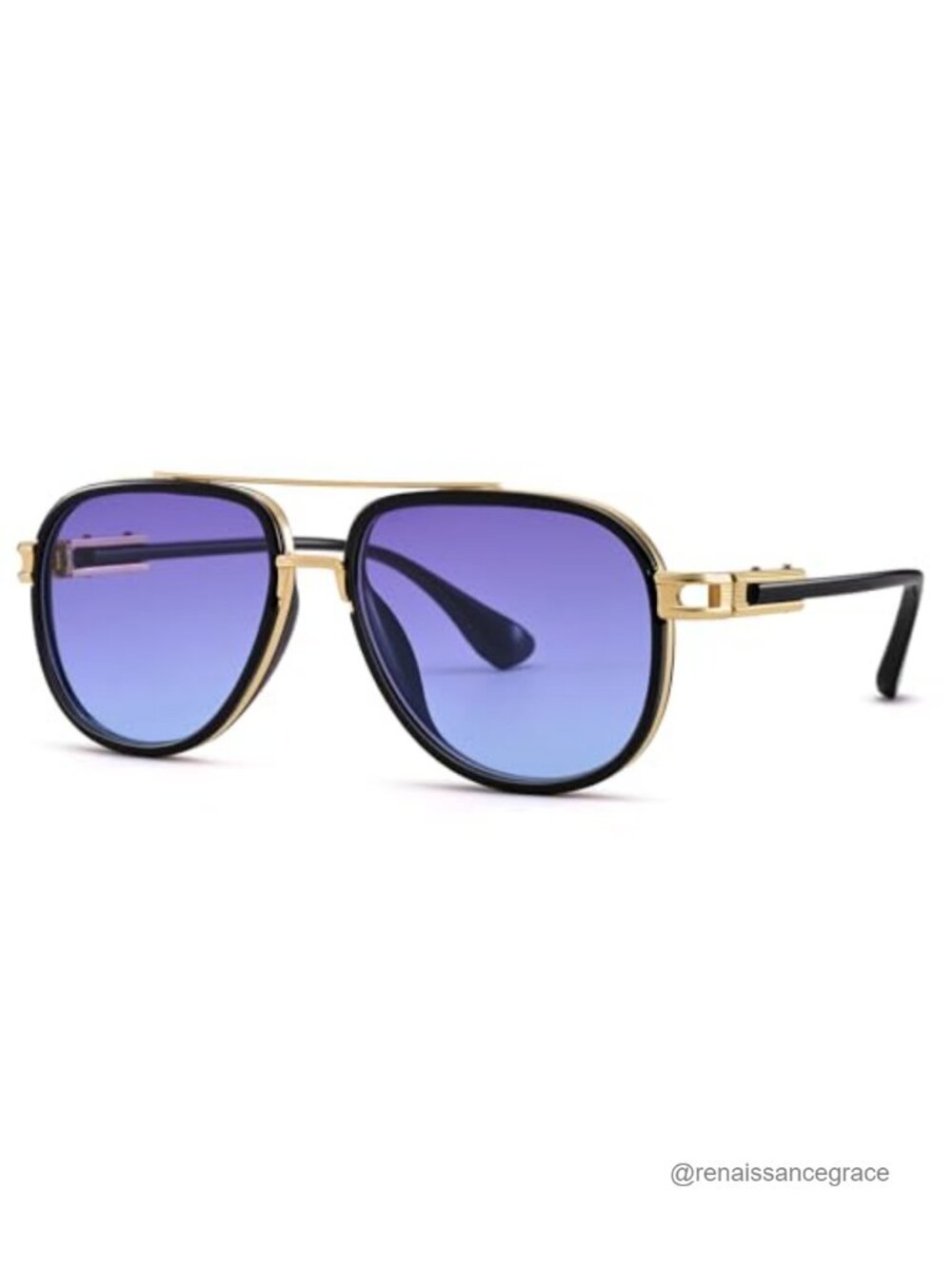 Retro Oversized Aviator Sunglasses Metal Double Bridge UV Protection